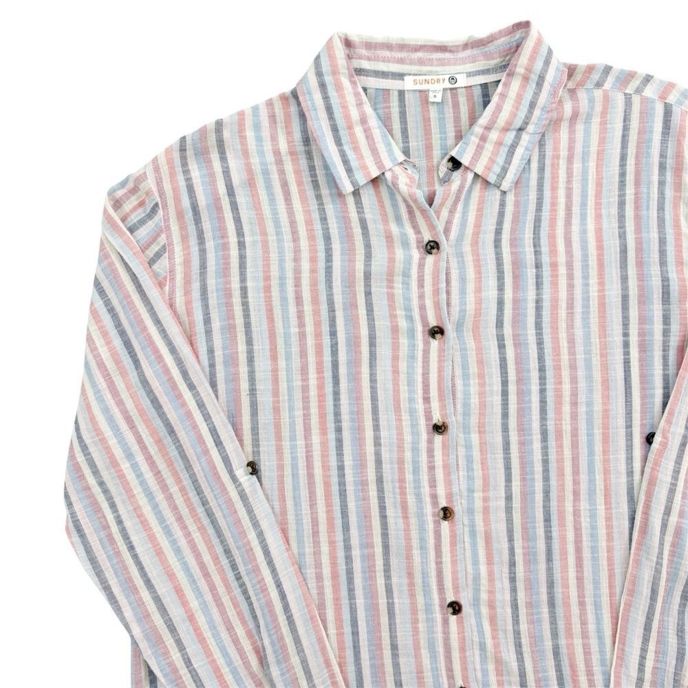 Sundry Button Down Striped Oversized Shirt